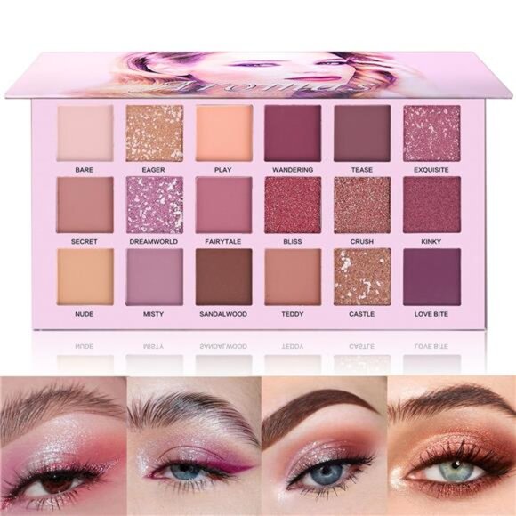 18 Colors Nude Eyeshadow Palette Long Lasting Multi Reflective Shimmer Matte - Picture 1 of 6